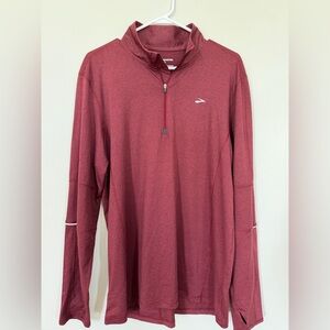 Brooks Mens quarter zip pullover shirt size large brick red